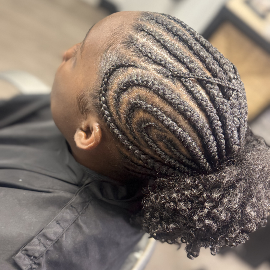 Kid’s Braid with afro puffs